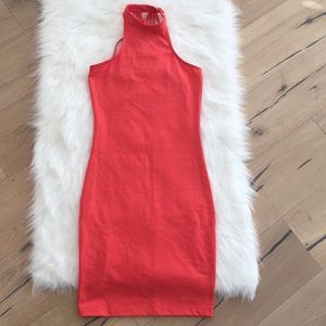 Nasty Gal Coral Bodycon Strappy Midi Dress